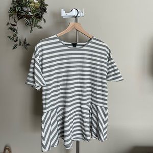 Short sleeve Peplum striped t shirt